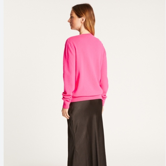 Zara Women’s Knit Sweater 100% Cashmere High low Barbie Pink Sz M oversized - Picture 6 of 16